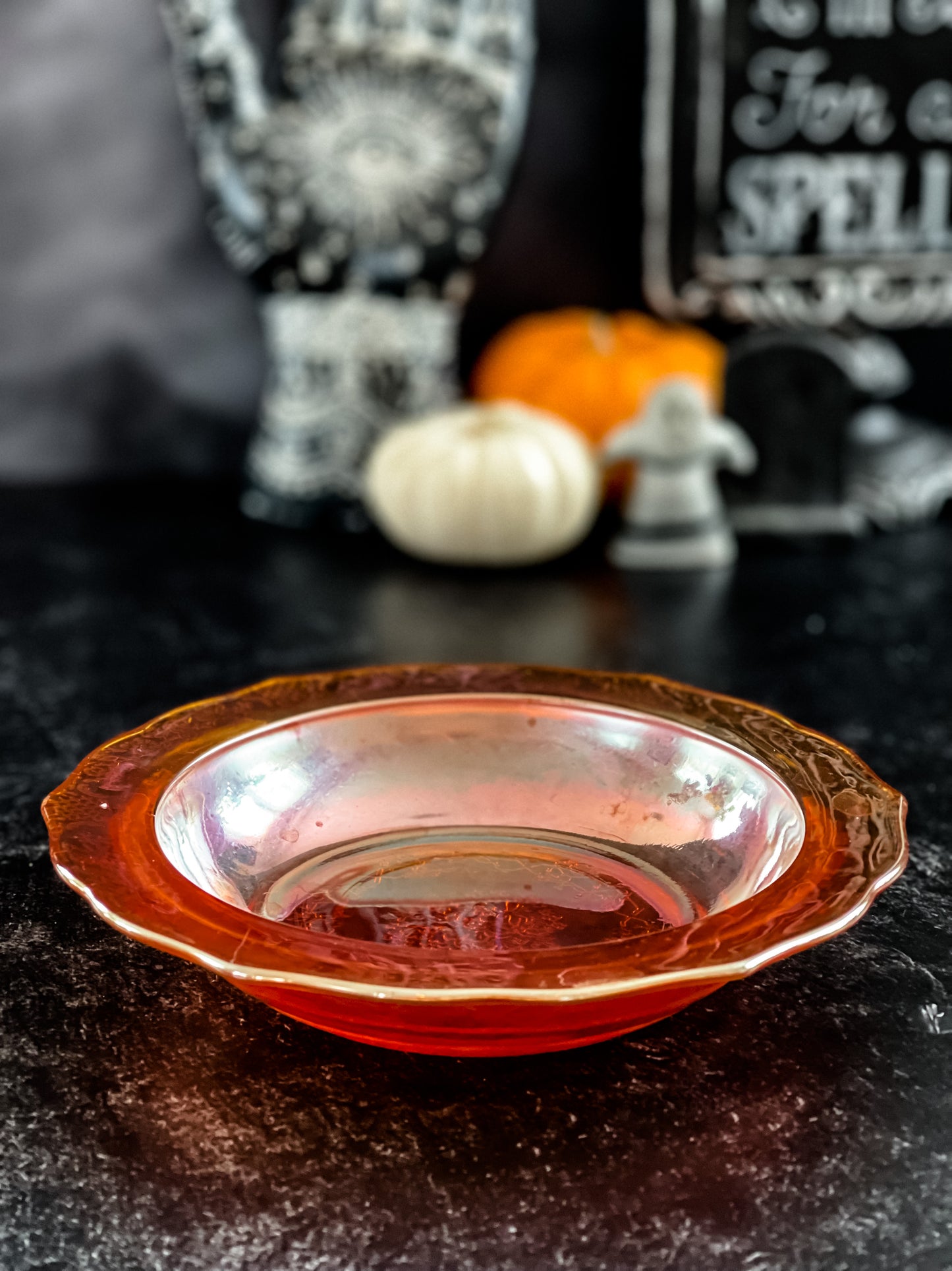 Orange Carnival Glass Ashtray